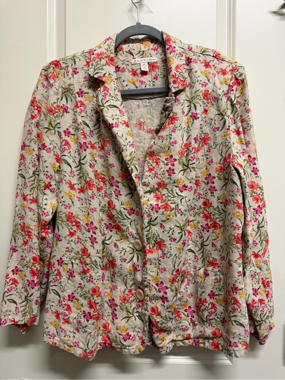 JM Collection Floral Button-Front Blazer Jacket